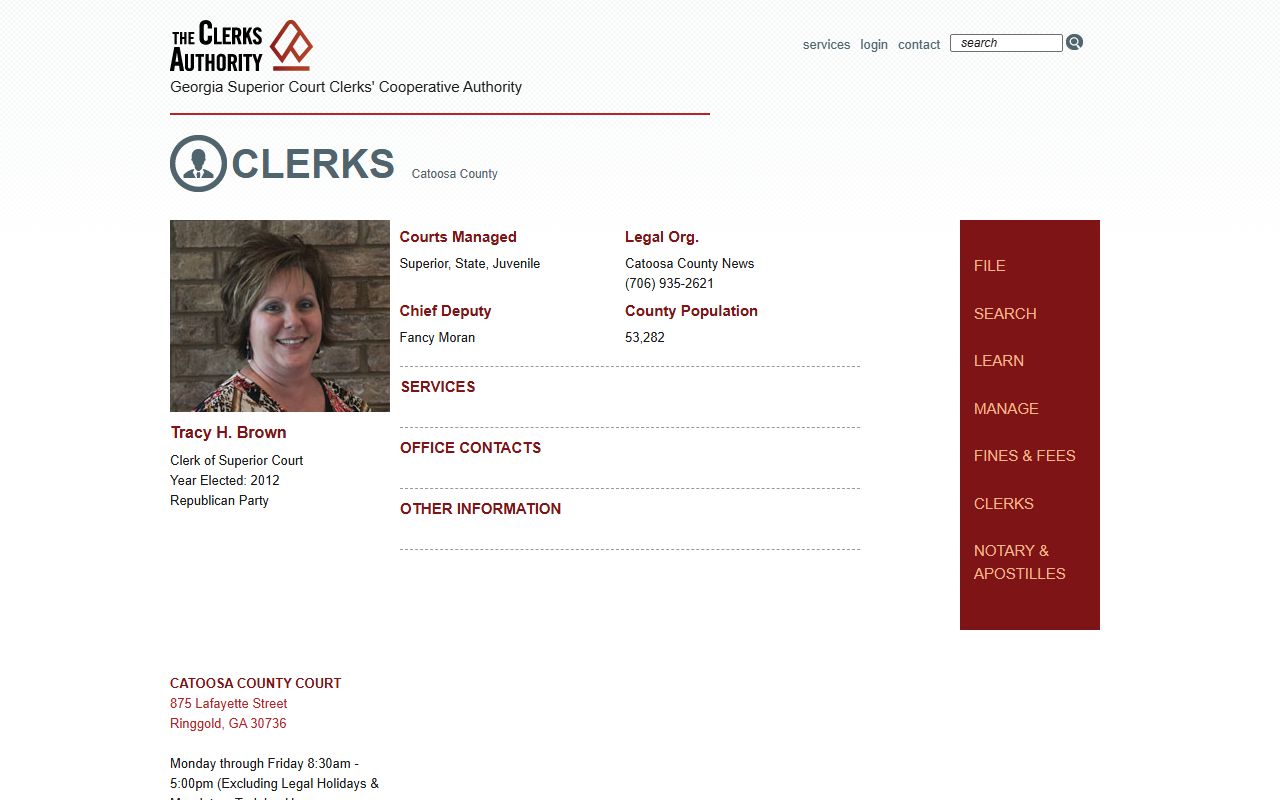 Catoosa County clerk court records GSCCCA clerk profile
