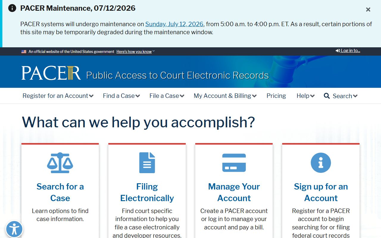 Catoosa County court dockets PACER federal case search