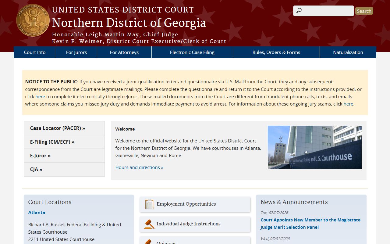 Catoosa County Superior Court records Northern District of Georgia federal court source