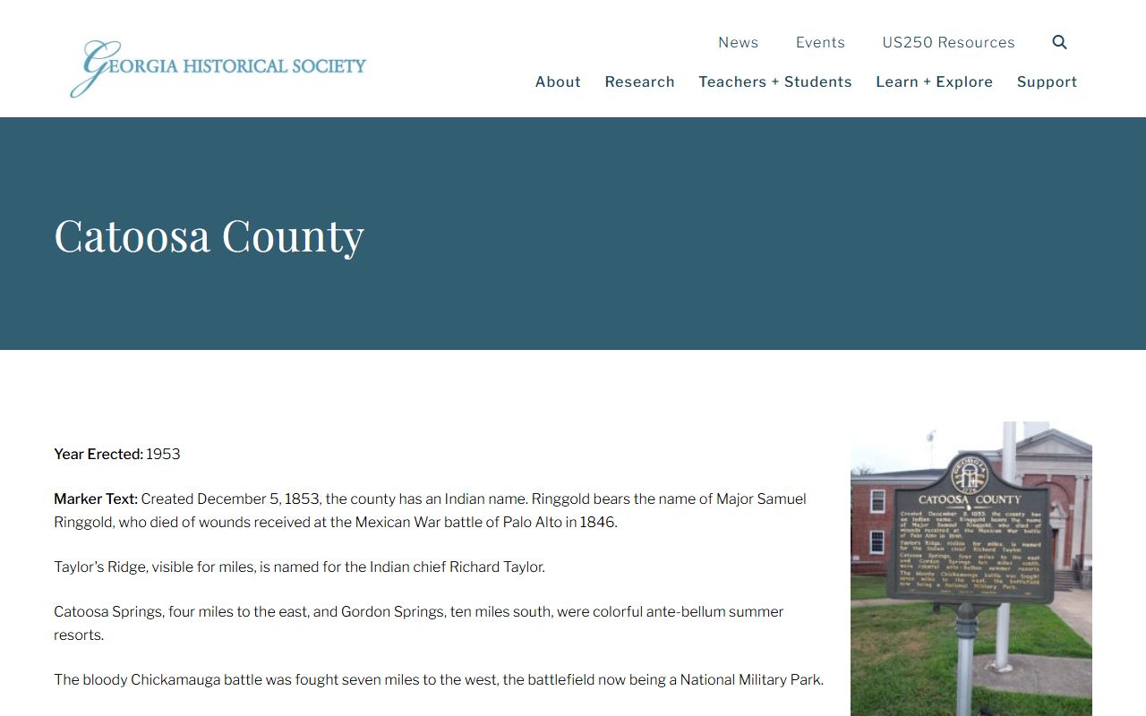 Catoosa County court records local history marker