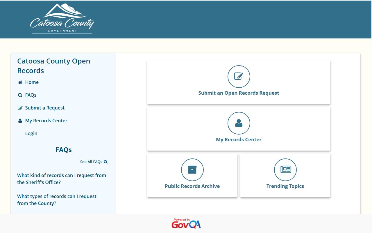 Catoosa County court records GovQA open records portal