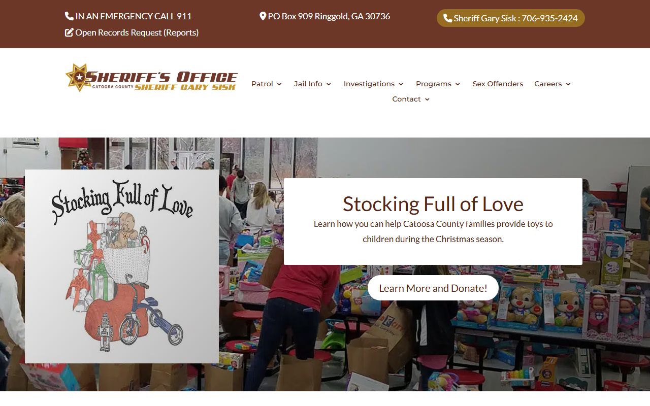 Catoosa County Sheriff's Office homepage for jail and inmate information